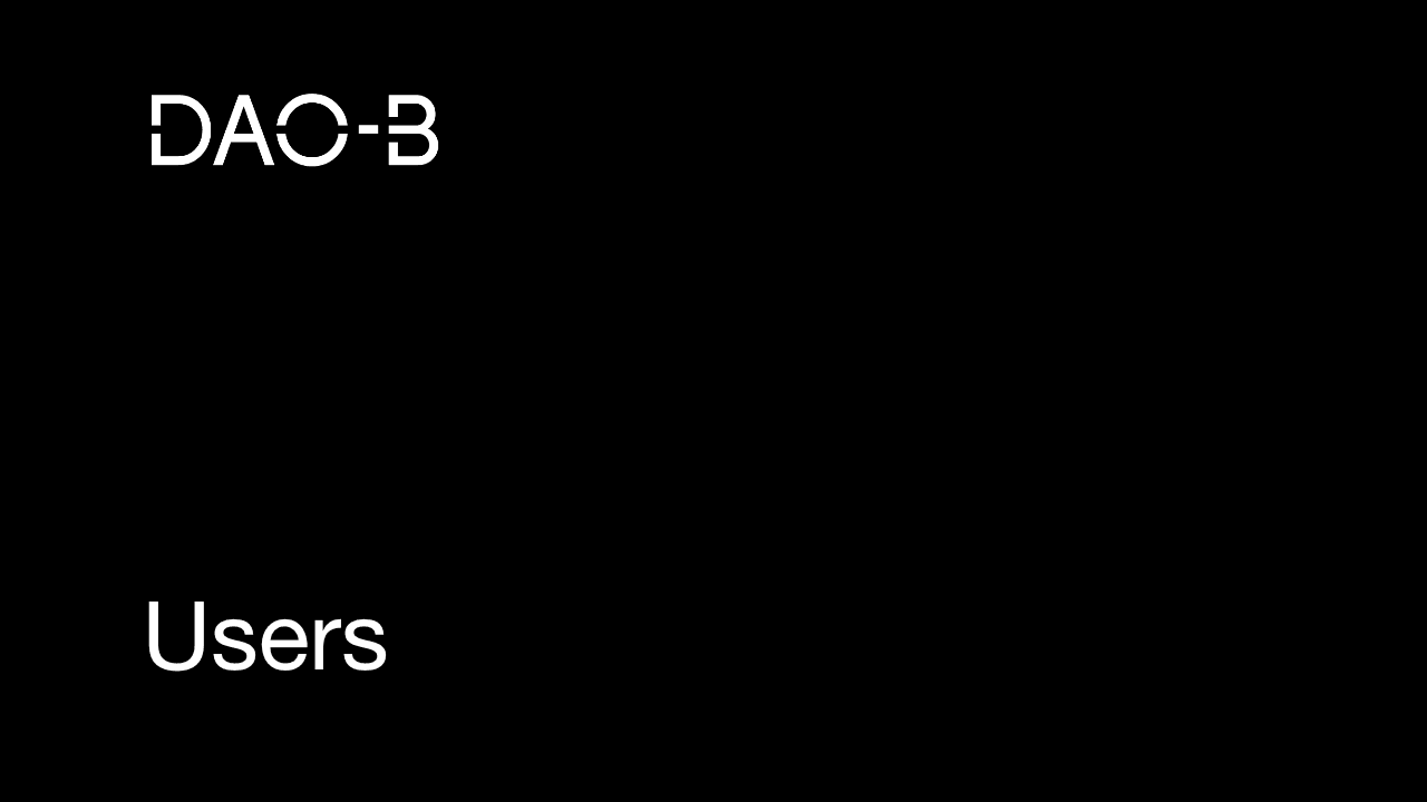 Black DAO-B section divider introducing the user experience.